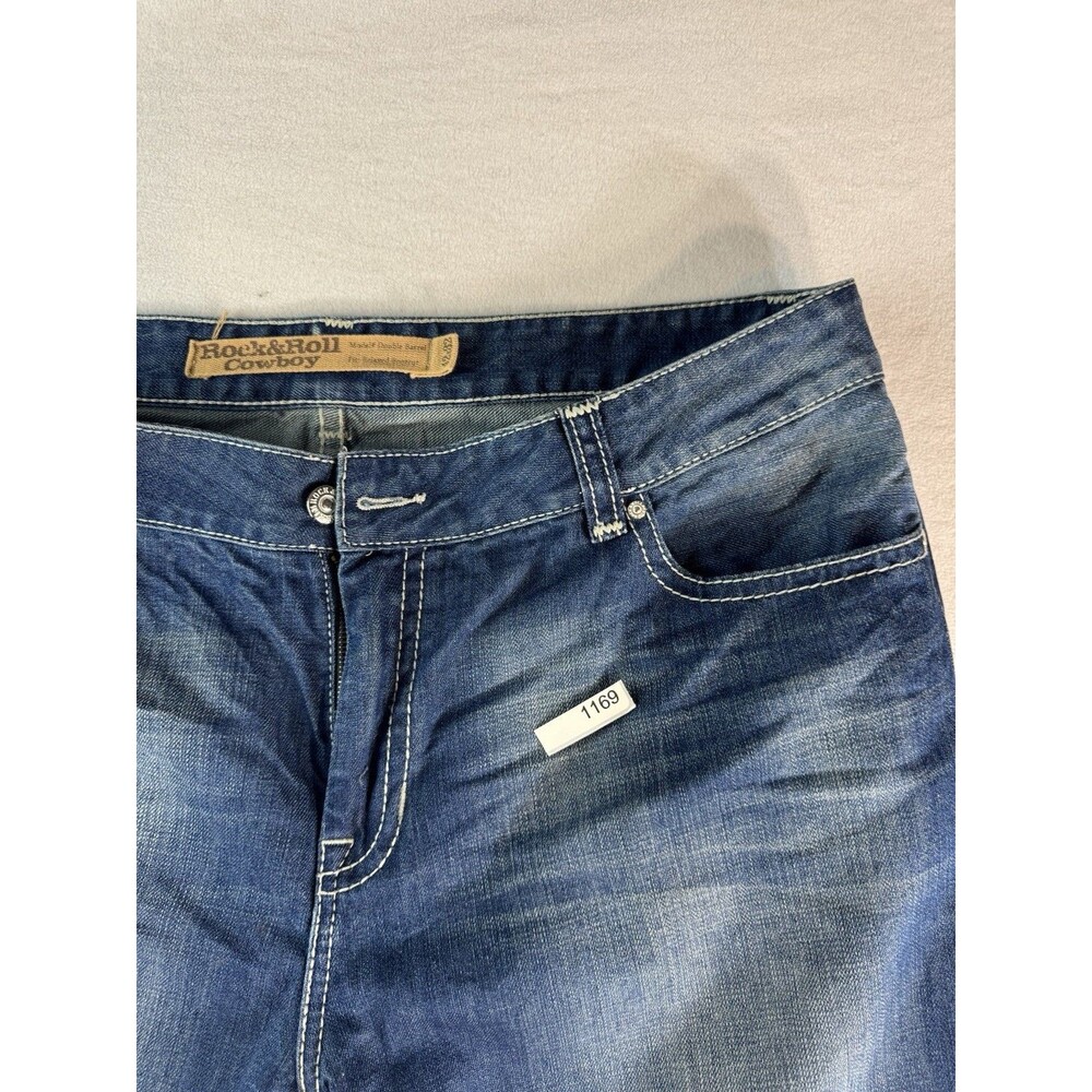 Rock & Roll Cowboy Mens Jeans Bootcut Denim Western Distressed 42x32